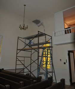Interior of Chapel, showing plaster repair work